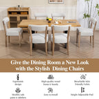 ZJhome Dining Chairs Set of 4, Mid-Century Modern Wooden Kitchen Chairs with Linen Upholstery - Low-Back Woven Design for Kitchen & Dining Room, Beige Fabric