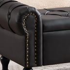 Storage Bench for Bedroom, Faux Leather 51" End of Bed Bench, Queen Size Bench with Rolled Arms, Tufted Storage Ottoman Benches, Upholstered Bench for Bedroom, Living Room, Entryway, Black