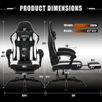 Gaming Chair with Footrest, Reclining Video Game Chairs for Adults with Lumbar Support, Linkage Armrests, Ergonomic Computer Chair for Gaming or Office, PU Black-White