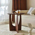 YUNMUAIR-Solid Wood Side Table Round End Table in Walnut Finish Wood Tabletop & Frame 19.68" Tall Farmhouse Side Tables Nightstand for Living Room,Bedroom,Brown