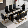 8 Chairs Dining Table Set, 71'' Kitchen Table Set for 8, Faux Marble Dining Table Set for 8 with PU Leather Chairs for Kitchen, Dining Room,Easy to Assemble