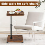 Side Table TV Tray for Couch,Height Adjustable C Shaped End Table for Small Spaces,Bedside Bathroom Living Room (Vintage Brown)