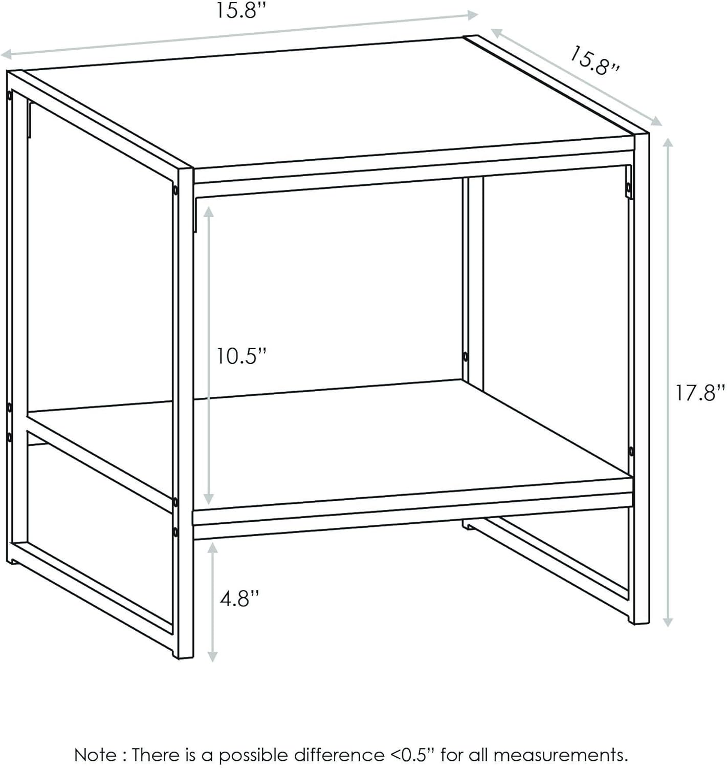 Furinno CAMNUS 2-Tier Metal Frame Side Table, Easy Assembly, Americano | Modern Square End Table with Open Shelf, Night Stand, Bedside Table, for Living Room, Bedroom