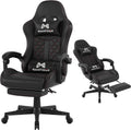 Gamtimer Gaming Chair, 400 LB Weight Capacity,with Pocket Spring Cushion | Ergonomic Backrest Office Chair,Leather, with Headrest and Lumbar Support, Footrest, Suitable for Adults(Black)