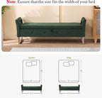 Aoiy & Wifon 67.91" W King Size Bench for End of Bed, Upholstered End of Bed Storage Bench with Metal Legs for Bedroom, Velvet (Green)