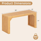 GOFLAME 36” Bamboo Dining Bench, Farmhouse Entryway Bench with Slatted Seat, End of Bed Bench, Outdoor Bench for Kitchen, Bedroom, Living Room, Hallway, 660 LBS Max Load