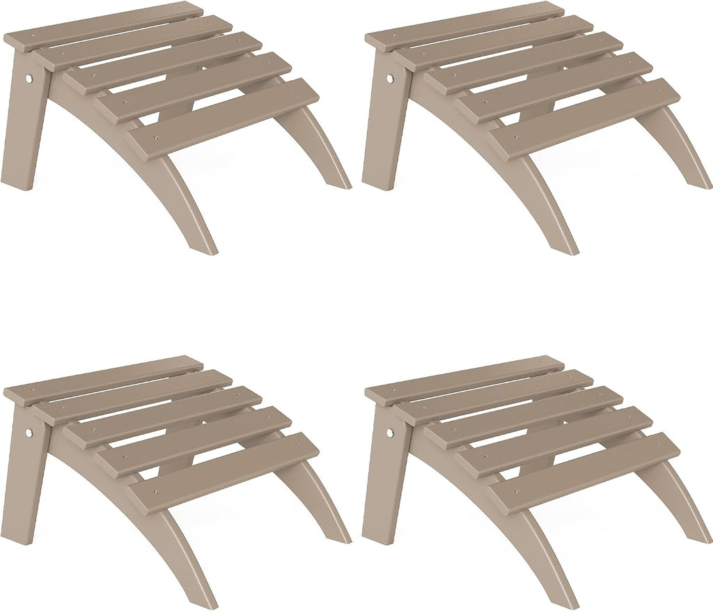 NAVINE Adirondack Ottoman Set of 4, Folding Adirondack Ottoman for Adirondack Chair, HDPE All Weather Outdoor Footstool for Patio, Backyard, Porch, Garden, Brown