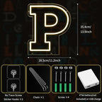 Light Up Letters P, Led Marquee Letter Lights Neon Sign, 13.9" Height Decorative Lighted Alphabet Number, Battery/USB Powered Led Letters Lights for Wedding, Birthday, Party, Christmas or Home Decor