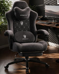 Dowinx Gaming Chair with Heated Massage Lumbar Support,Big and Tall Fabric Gaming Chairs for Adults with Footrest, Ergonomic Computer Game Chair with Poket Spring Cushions, 350lbs, Black