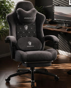 Dowinx Gaming Chair with Heated Massage Lumbar Support,Big and Tall Fabric Gaming Chairs for Adults with Footrest, Ergonomic Computer Game Chair with Poket Spring Cushions, 350lbs, Black