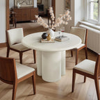 45-Inch Thick Concrete Dining Table for 4. Unique Cloud-Shaped Base, Sturdy Durable Easy-to-Clean Dinner Table. Modern White Round Dining Table Suitable for Dining Room Living Room Apartmen