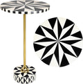 JONATHAN Y Calix 23.5" Round Compass Rose Pedestal Drink Table, Black | Modern Art Deco Style, Glossy Gold Metal Candlestick Leg, Ideal For Small Spaces, Living Room Or Bedroom, Spill-Proof Top