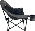 Black Sierra Plush XL Padded Camping Chair for Adults, Oversized Heavy Duty Folding Seat Supports 400 lbs, Plush Comfort with Cup Holders & Carry Bag for Camping, Tailgating, Patio, RV