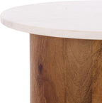 SAFAVIEH Home Collection - Kappie Round Accent Table with White Marble Top & Natural Solid Wood Base (ACC3738A)
