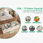 Hzuaneri 59" Farmhouse Storage Chest and Bench | 70 Gal | 330lb Seat | Soft-Close Hinges | Retro White | Shoe and Blanket Storage for Bedroom, Living Room, Entryway | Easy Assembly | SB15014X