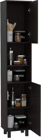 78 Inch Tall Black Pantry Cabinets, 3 Shelves, 2 Doors, Home Storage Organization for Kitchen, Living Room