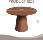 JUSTONE 43.3" Round Dining Table for 4-6,Wood Farmhouse Rustic Kitchen Table with Mid-Century Modern Pedestal Base, Natural Finish for Dining Room/Kitchen/Living Room(Walnut)