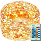 Decute 300Led 99FT Copper Wire Christmas Fairy String Lights Dimmable with Remote Control Starry Lights with UL Cerficated Decorative for Party Wedding Bedroom Yard Christmas Tree Warm White