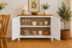 From the Tree Furniture 44" Wide White & Pine Top Solid Pine Shaker Sideboard Buffet Cabinet — 2 Doors Adjustable Shelf — No Drawer · Anti-Tip Included — Two-Tone Farmhouse Finish