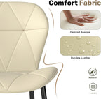 Dining Chairs, Modern Dining Room Chair Diamond Leather with Wooden and Metal Frame, Set of 2 (Khaki)