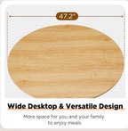 AVAWING 47-inch Round Dining Table for 4-6, Circle Fluted Kitchen Table with 2-Layer Storage Shelf and Wood Slide Door, Mid-Century Modern Fluted Design Wooden Dining Desk for Dining Room, Natural