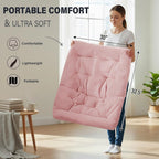 Tiita Comfy Folding Saucer Chair for Adults, Moon Chair, Pink | Soft Faux Fur Seat, Metal Frame Structure, Cozy Accent Seating for Reading and Relaxing in Bedrooms, Living Rooms and Dorms