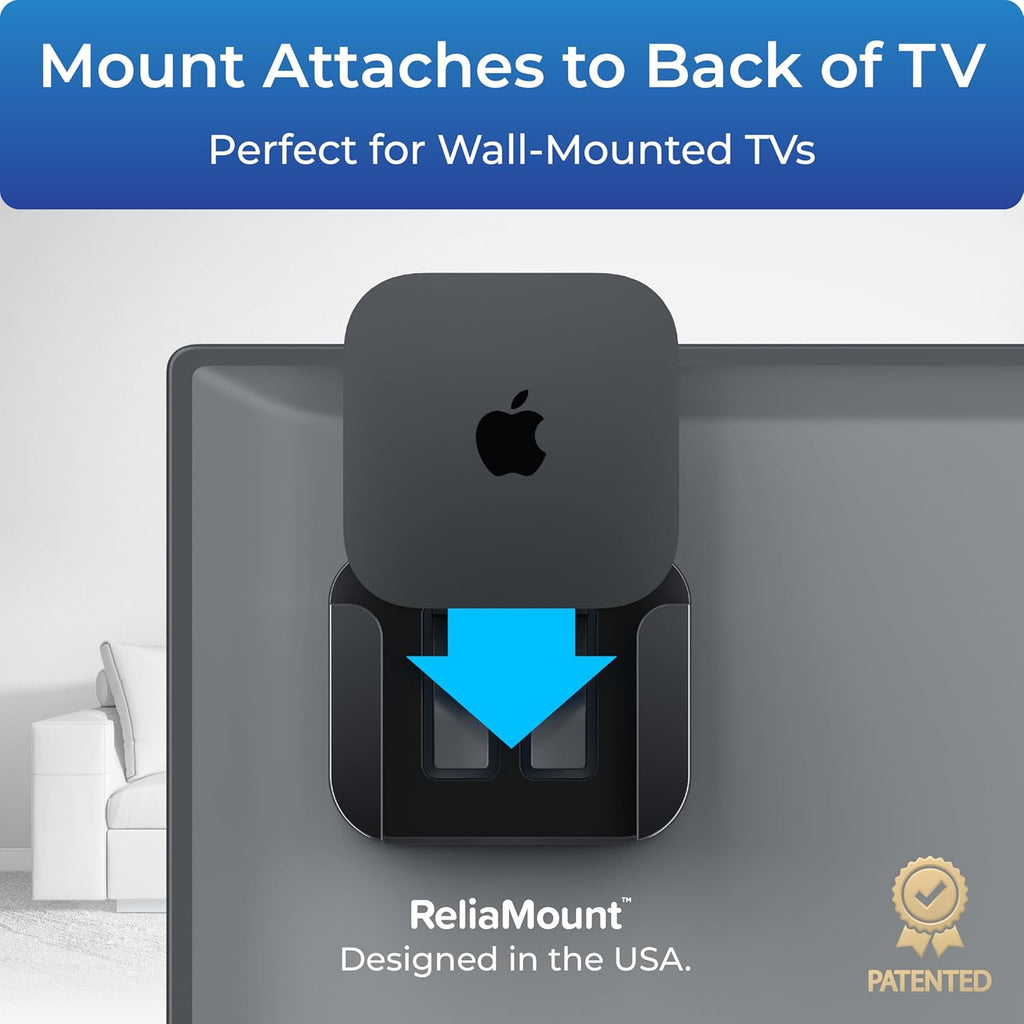 ReliaMount Universal Mount for Apple TV - Compatible with Every Apple TV | Designed in USA – Easy Apple TV Installation