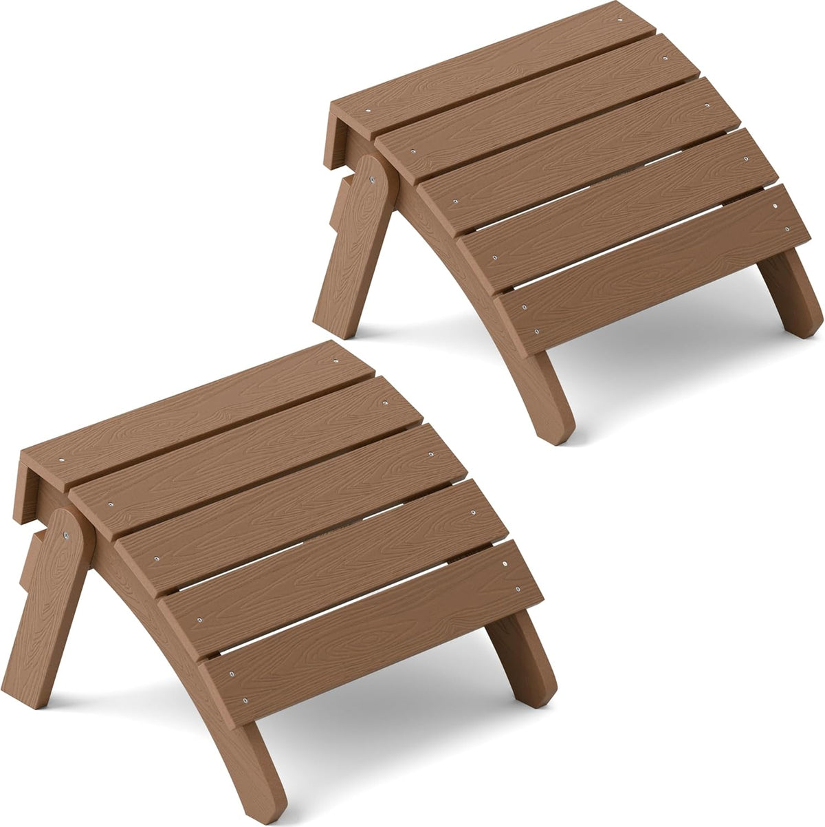 YEFU Adirondack Ottoman, Patio Foot Rest, Adirondack Foot Rest (2-Piece Folding Adirondack Ottoman, Teak)
