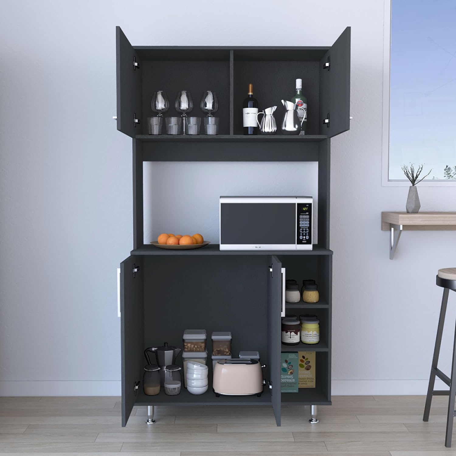 Pantry Cabinet Delaware, Kitchen, Black