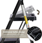 4-Step Ladder with Wide Anti-Slip Platform & Thick Rubber Feet | Heavy Duty Foldable & Portable | 330 lbs Capacity, Steel Frame, Rubber Handgrip, Folding Step Stool