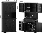 ChooChoo 72" Pantry Cabinet with Storage Drawers, Farmhouse Kitchen Hutch Bar Cabinet with Microwave Stand, Kitchen Cupboard with Door Shelves for Dining Room, Living Room, Black