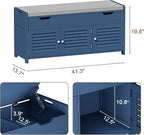 ChooChoo 41.3" Shoe Storage Bench with Lift Top Storage, Entryway Bench with Cushioned Seat, Adjustable Shelf, Shoe Cabinet with Hidden Space, for Entryway, Bedroom, Living Room, Blue