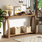 HOKYHOKY Solid Wood Console Table, 63" Long Farmhouse Entryway Tables Narrow Behind Couch Table with A-Shaped Curved Legs, Rustic Skinny Sofa Tables for Living Room, Hallway or Foyer