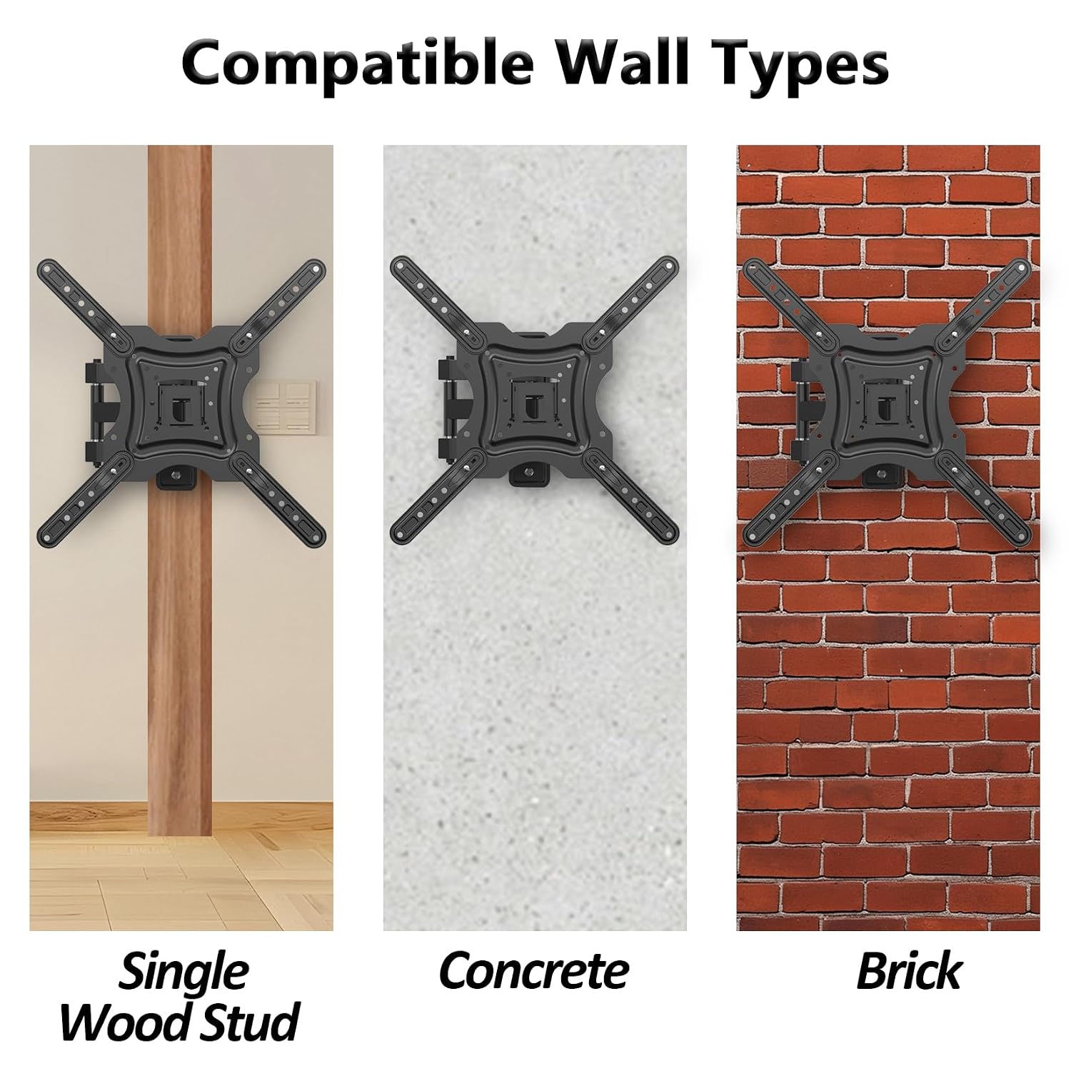 Full Motion TV Wall Mount, Corner Wall Mount Bracket with Swivel Tilt Arm, Fits VESA 400x400mm, 77 lbs Max, Universal TV Mount for LED Monitors Flat Screens for 26-55 Inch TVs