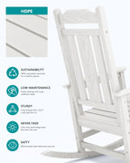 SERWALL Oversized Outdoor Rocking Chair Set of 2, HDPE Outdoor Rocking Chair for Adults, White
