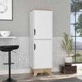 British Single Kitchen Pantry, Four Storage Shelves, Double Doors Cabinets for Kitchen Organization & Stylish Storage Solutions