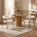 CIMOTA Upholstered Dining Chairs with Arms Set of 2, Mid Century Modern Kitchen & Dining Room Chairs, Comfortable Curved Backrest & Trapezoid Solid Wood Legs, Linen Beige