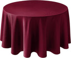 Biscaynebay Textured Fabric Christmas Round Table Cloth 120", Burgundy Water Resistant Folding Table Covers for Dining, Kitchen, Wedding, Parties etc. Machine Washable
