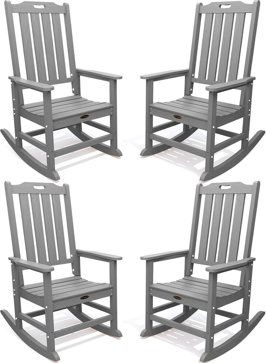 THOEOE Outdoor Rocking Chairs Set of 4, Oversized Patio Rocking Chair