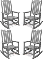 THOEOE Outdoor Rocking Chairs Set of 4, Oversized Patio Rocking Chair