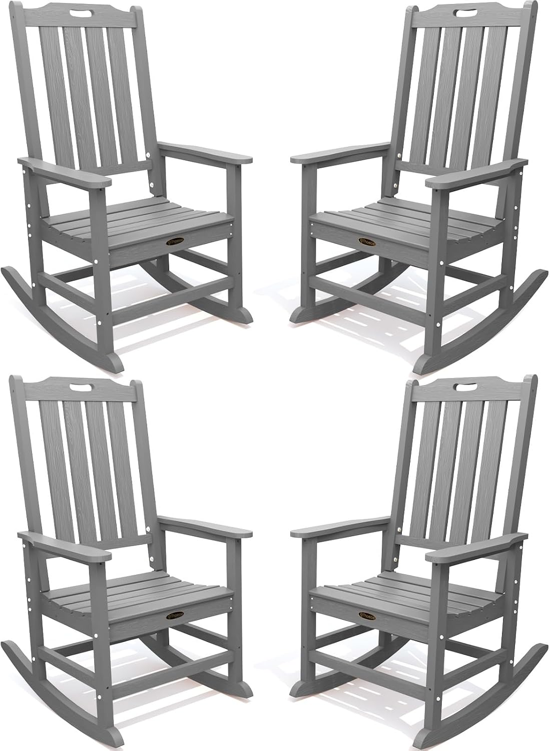 THOEOE Outdoor Rocking Chairs Set of 4, Oversized Patio Rocking Chair