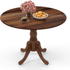 Giantex 39-Inches Round Rubber Wood Dining Table for 4 with Legs, 220 Lbs Capacity, Kitchen Table for Dining Room, Living Room, Restaurant, Dinner, Dinette (Walnut)