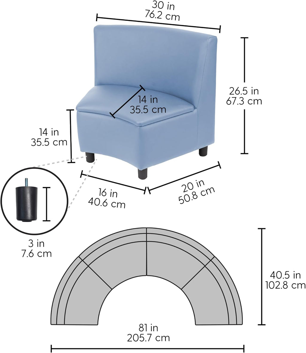 FDP Kid Comfort Collective Modular Wedge Chairs, 4-Pack - Powder Blue