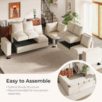 ELUCHANG 113" V-Shaped Modular Sectional Sofa Couch, Modern 7-Seat Comfy Linen Deep Seat Sofa with Corner, Removable Cover, Easy Assembly, Large Sofas & Couches for Living Room, Office, Beige