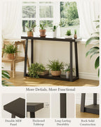 Masupu Console Table with Storage, Sofa Table with Shelf, Narrow Entryway Table for Hallway, Behind The Couch, Living Room, Foyer, Black