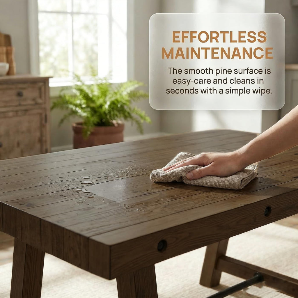 Rustic Farmhouse Dinning Table, Reclaimed Solid Wood Kitchen & Dining Room Table for 4-6 People, 59" Wooden Rectangular Kitchen Table with Trestle Base for Dining/Kitchen Room, Walnut