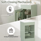 JIVOIT 18" Bathroom Vanity with Ceramic Sink, Vanity Cabinet with Door Shelf& Storage Rack & Adjustable Shelf, Soft Closing Door, Single Vanity Set for Small Bathroom