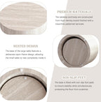 Modern Nesting Coffee Table Set of 2 Round Travertine Finish Nesting Tables Sofa Side Table Small End Table for Living Room, Small Space, No Assembly Required (Grey Travertine)