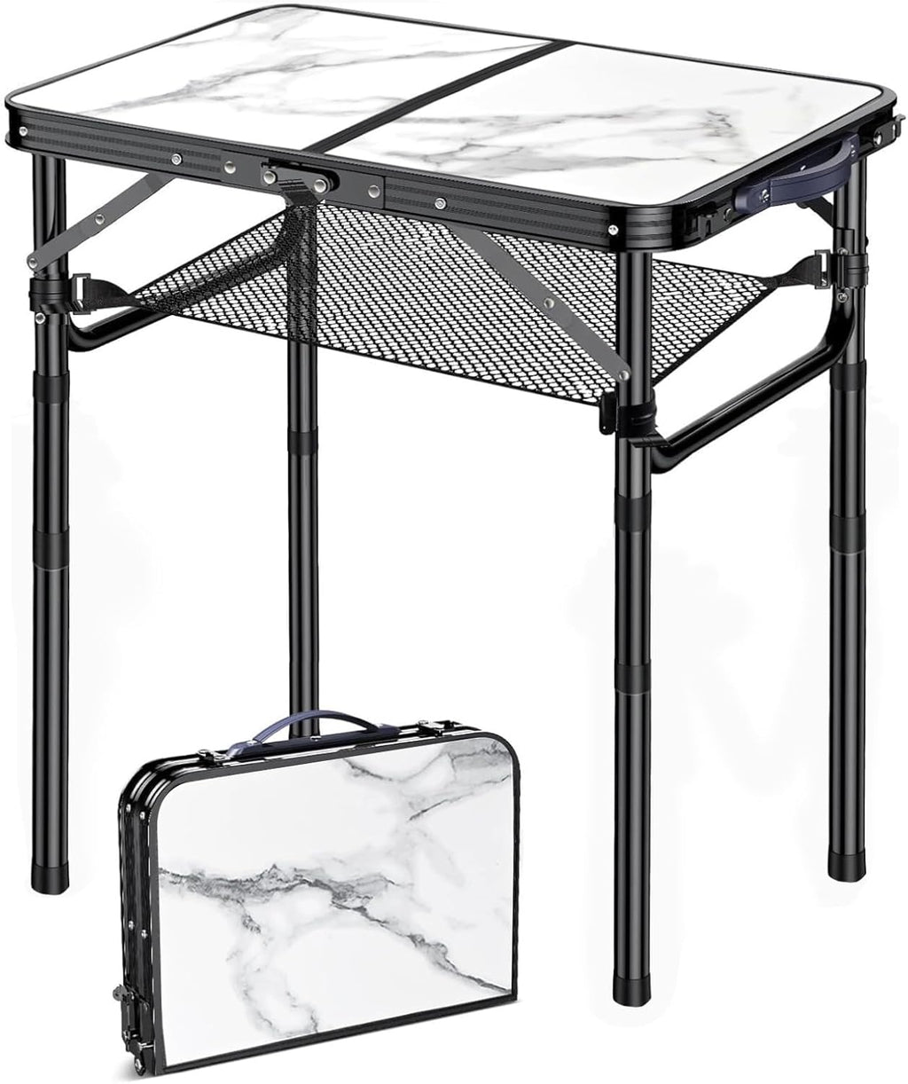 Folding TV Trays Foldable Dinner Tray Table, 3 Adjustable Height, 24"x 16" | Food Snack Eating Couch Side Table, Aluminum Portable Sofa Tray End Table for Outdoor Camp Pinic Indoor Bed Couch Living Room