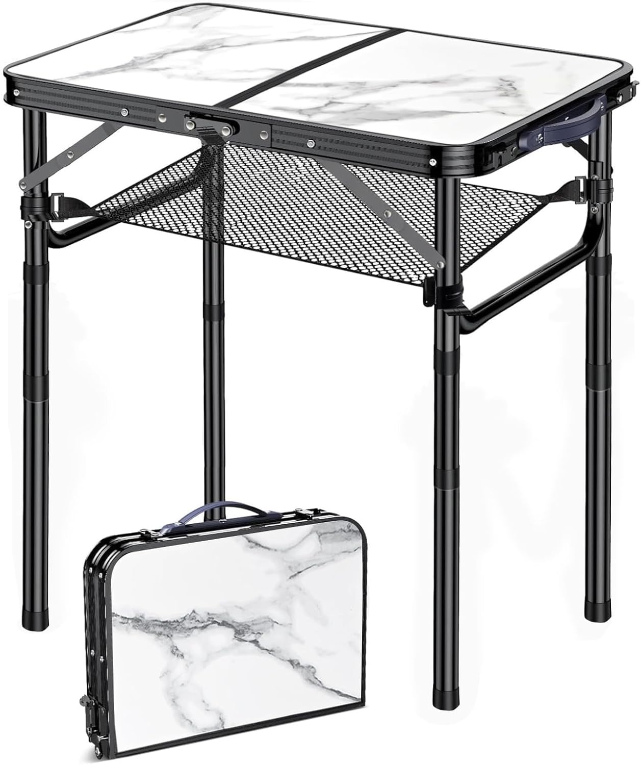 Folding TV Trays Foldable Dinner Tray Table, 3 Adjustable Height, 24"x 16" | Food Snack Eating Couch Side Table, Aluminum Portable Sofa Tray End Table for Outdoor Camp Pinic Indoor Bed Couch Living Room